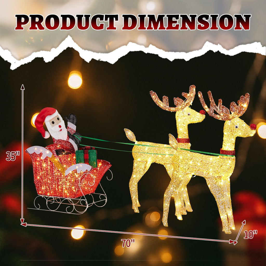 Lighted Reindeer Pulling Sleigh Christmas Yard Decoration – view 17