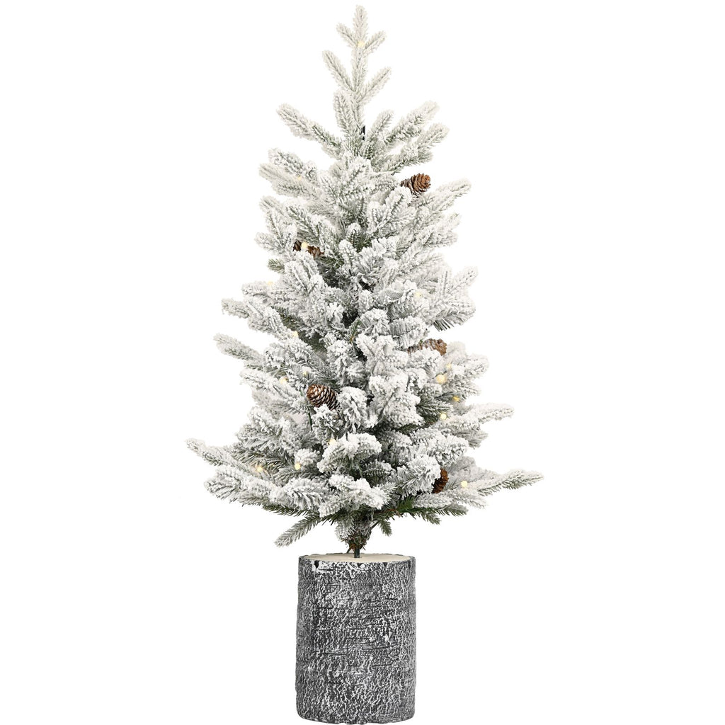 4.5 ft Pre-Lit Snow Flocked Potted Porch Tree