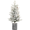 4.5 ft Pre-Lit Snow Flocked Potted Porch Tree
