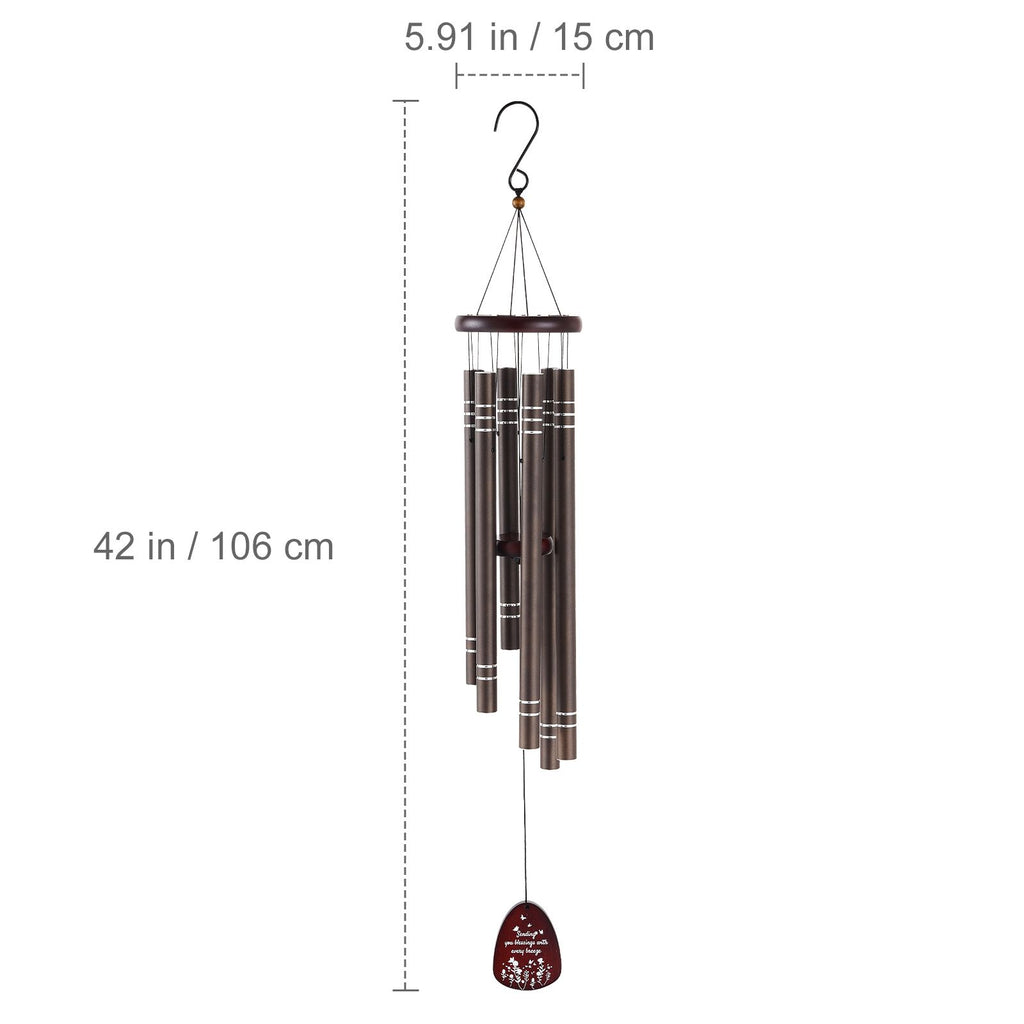 42" Deep-Tone Memorial Wind Chime – 6 Large Tubes, Dark Brown – photo 8
