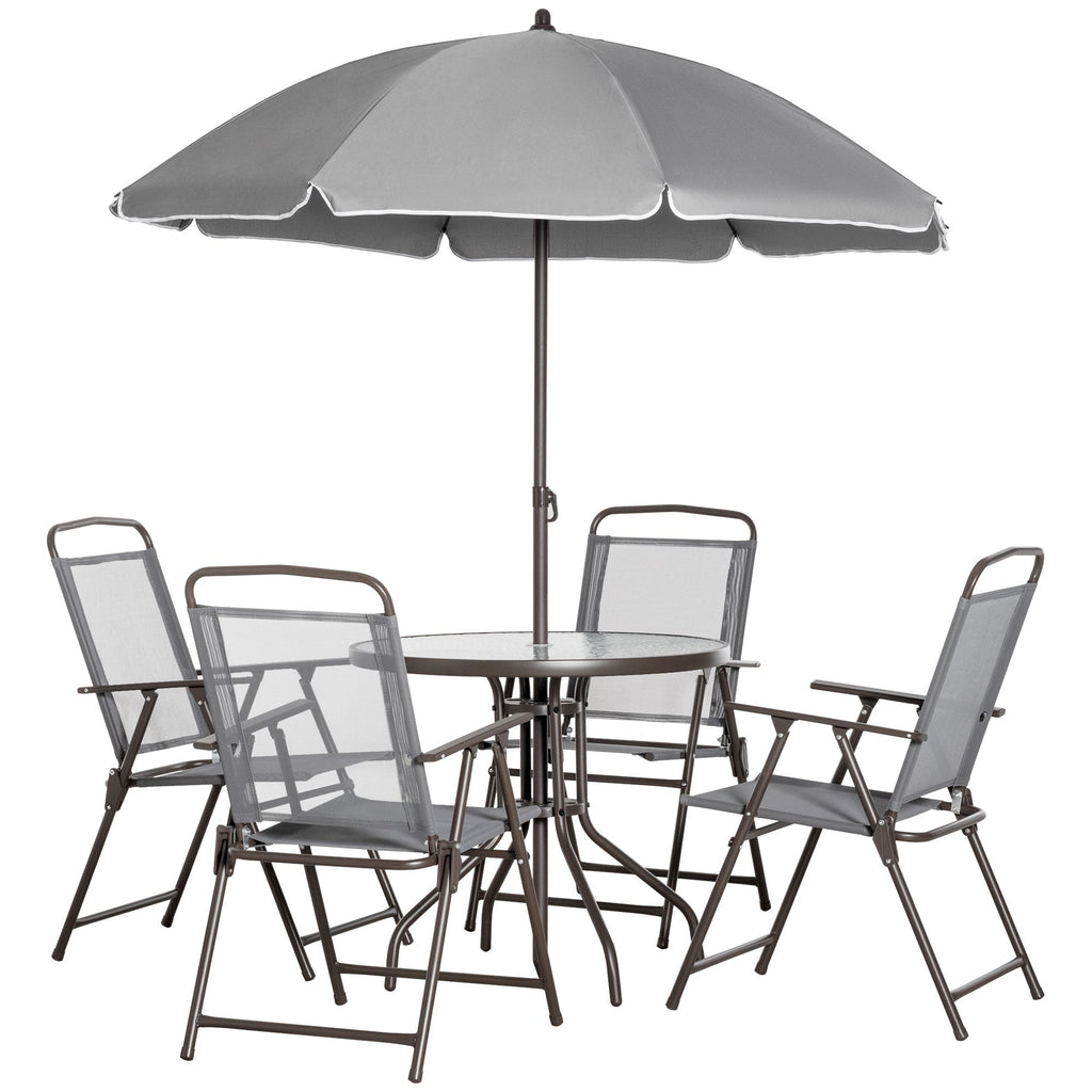 6-Piece Patio Dining Set with Umbrella – Gray