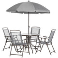 6-Piece Patio Dining Set with Umbrella – Gray