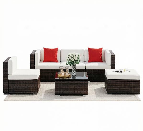 6-Piece Wicker Sectional Patio Set with Ottoman – view 6