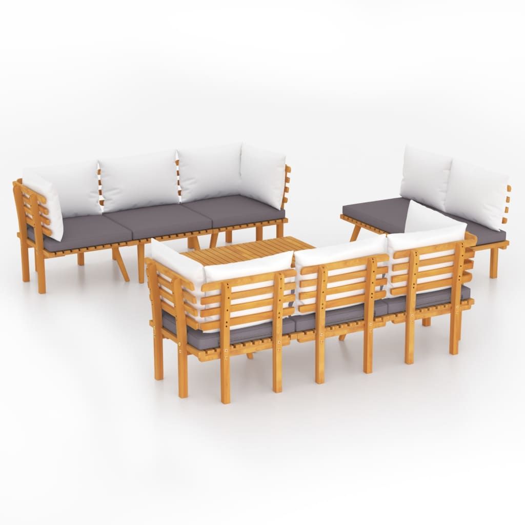 8-Piece Solid Acacia Wood Patio Lounge Set with Cushions – photo 2