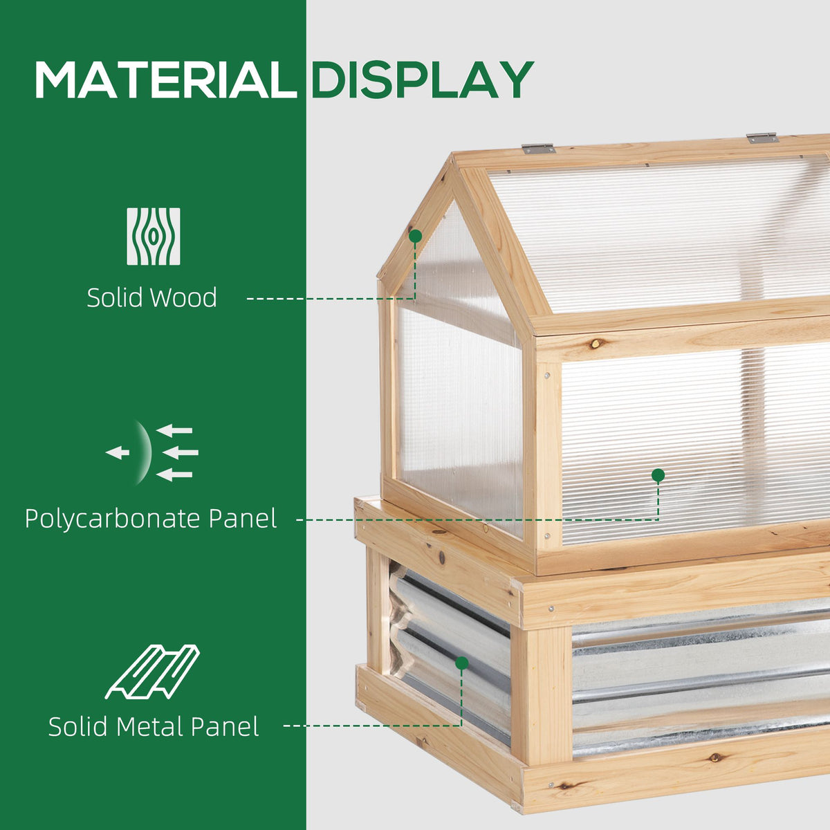 Wooden Cold Frame Raised Garden Bed with Greenhouse Top – 48" x 24" x 32" – photo 6
