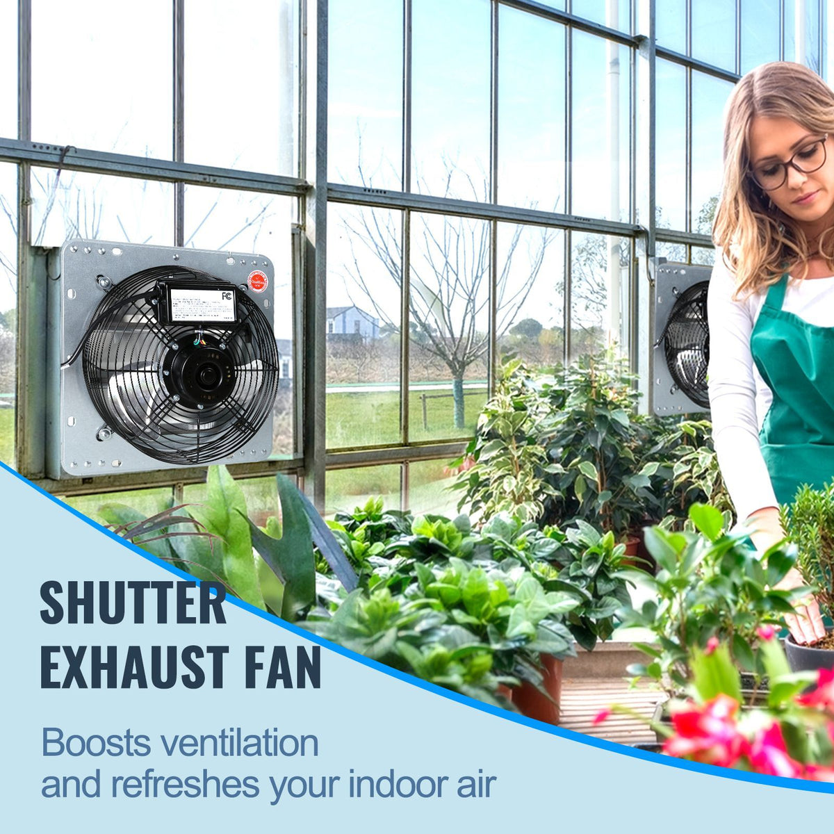 16" Greenhouse Shutter Exhaust Fan – 2000 CFM Wall Mount – photo 5