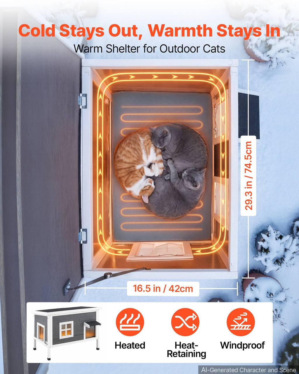 Heated Outdoor Cat House for 1–3 Cats – view 2