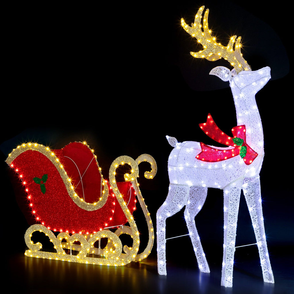 5 ft Lighted Christmas Reindeer & Sleigh Yard Decoration – view 11