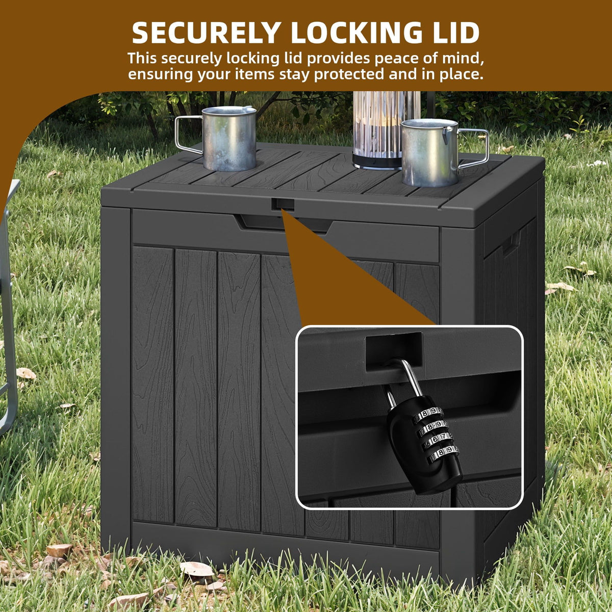 30 Gallon Lockable Resin Deck Box – Black – view 2