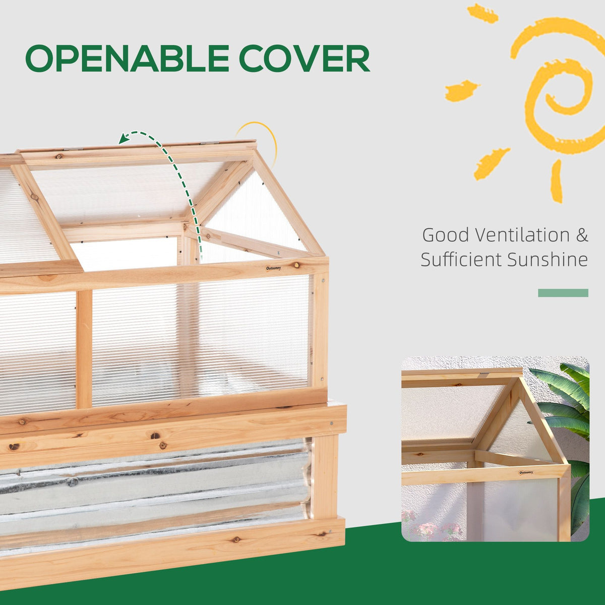 Wooden Cold Frame Raised Garden Bed with Greenhouse Top – 48" x 24" x 32" – photo 7
