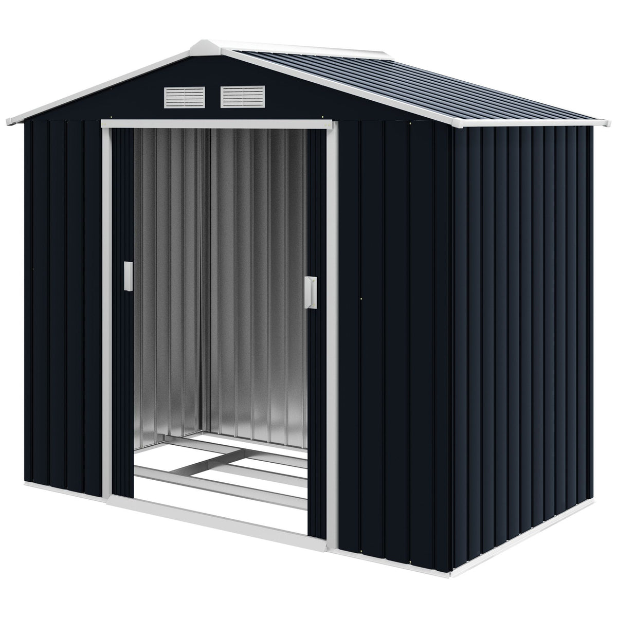 7' x 4' Metal Garden Shed with Vents – Lockable Double Doors, Dark Gray – photo 13