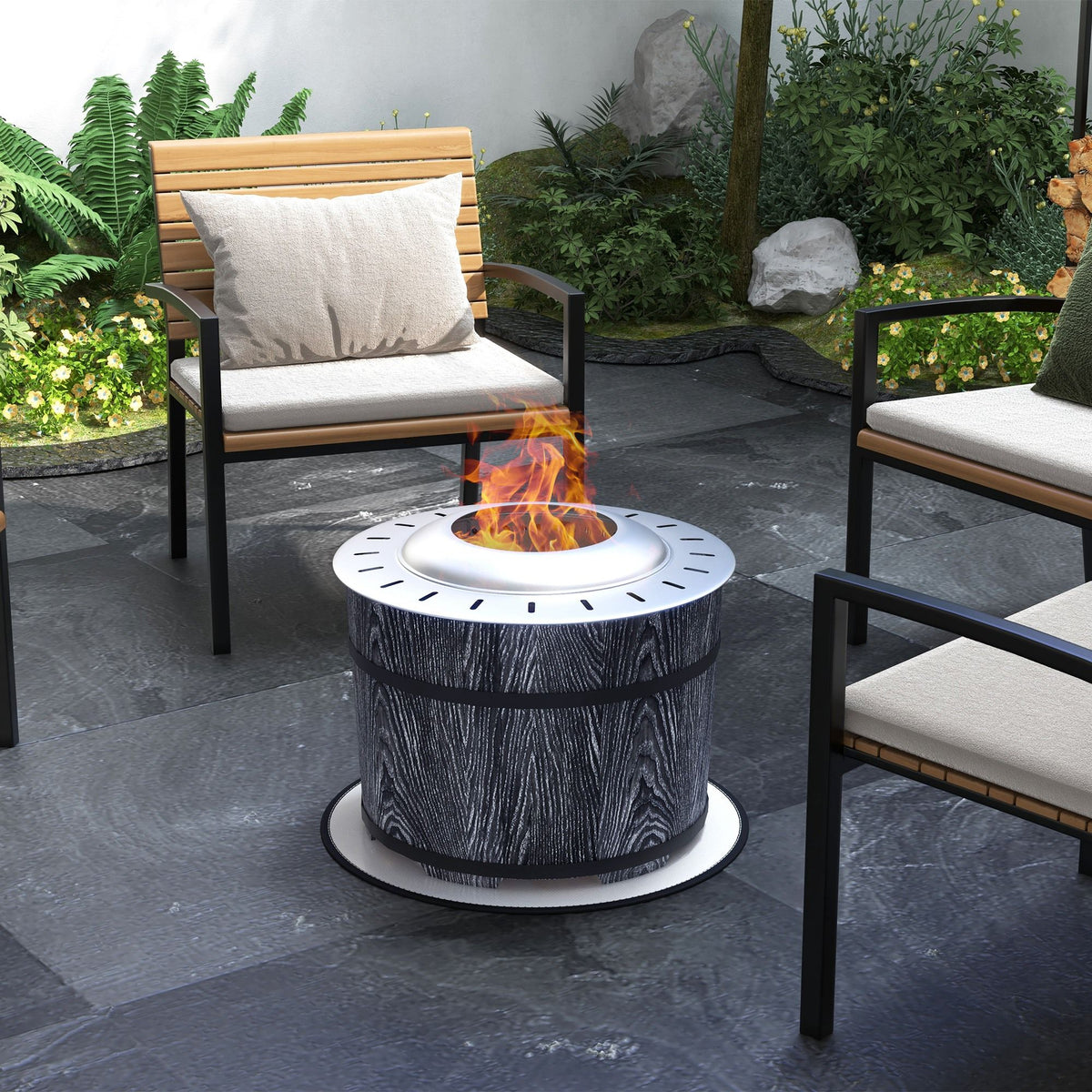 Smokeless Portable Fire Pit with Mat – Black – view 2