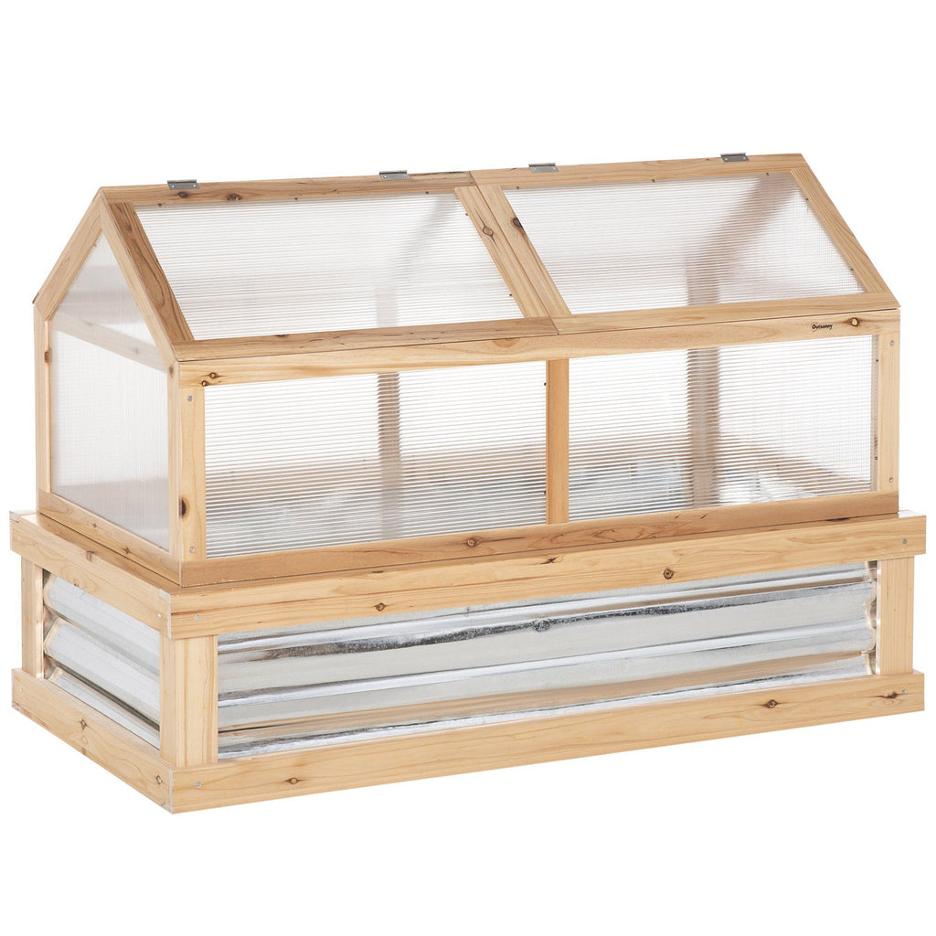 Wooden Cold Frame Raised Garden Bed with Greenhouse Top – 48" x 24" x 32"