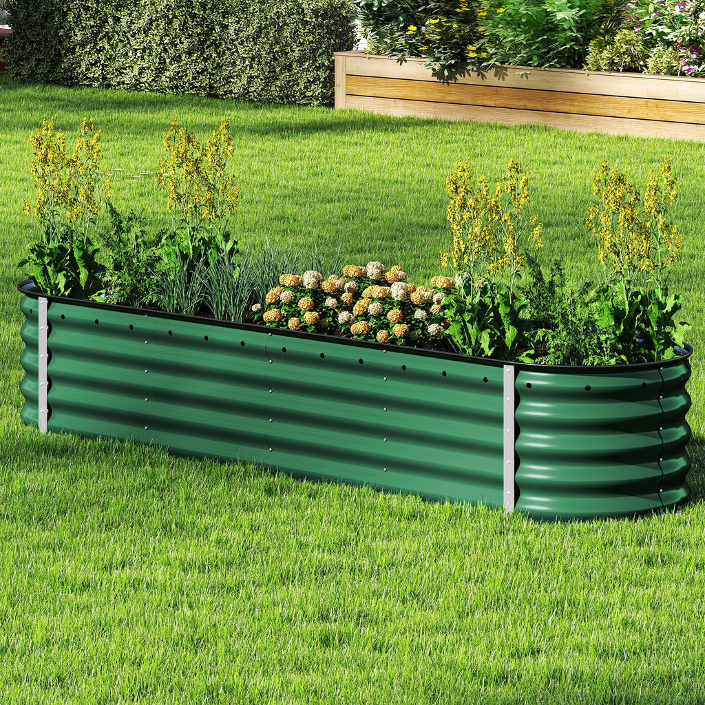 Tall Modular Metal Raised Garden Bed – 8 x 2 ft, 17" High, Green