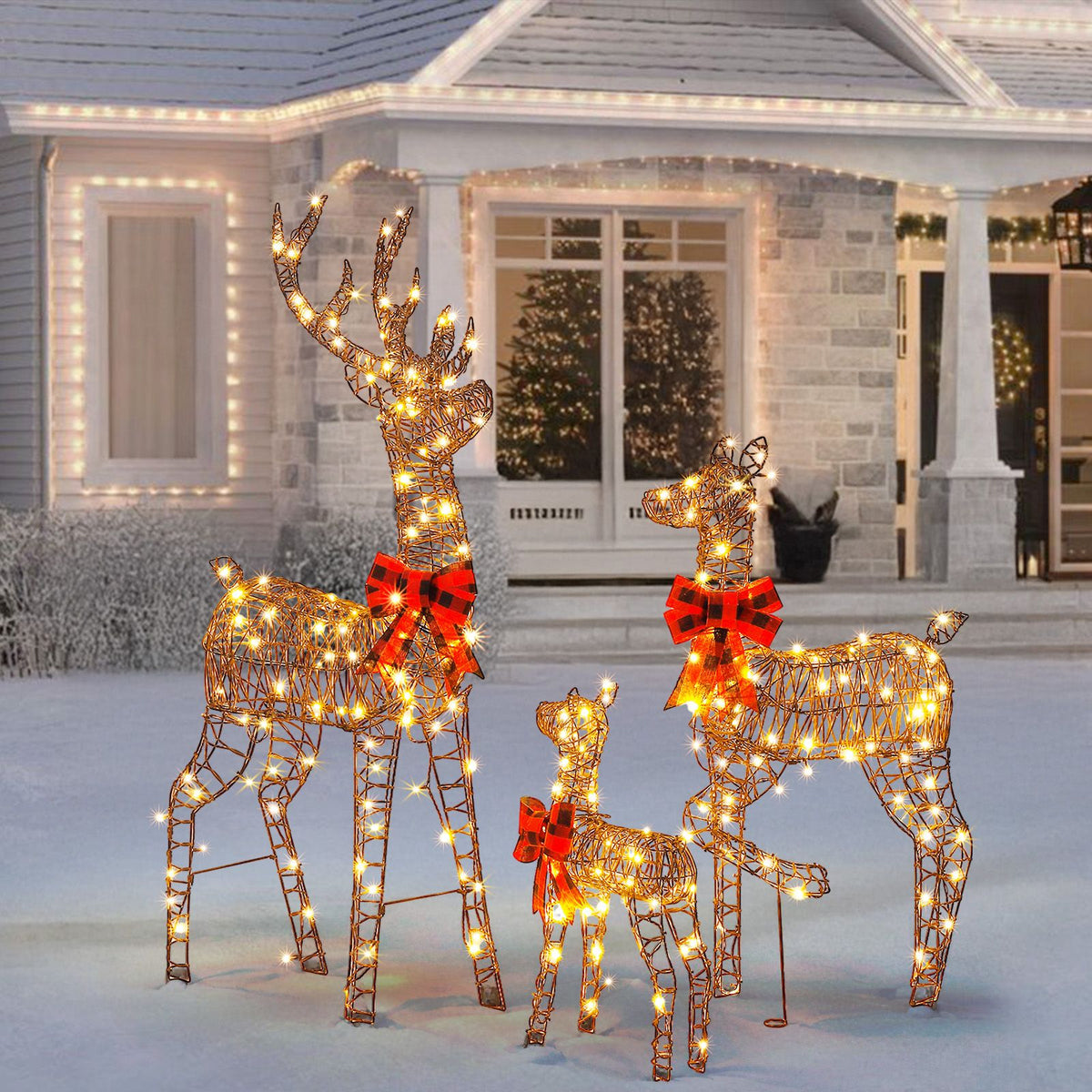 3-Piece Lighted Christmas Reindeer Family Set – view 3