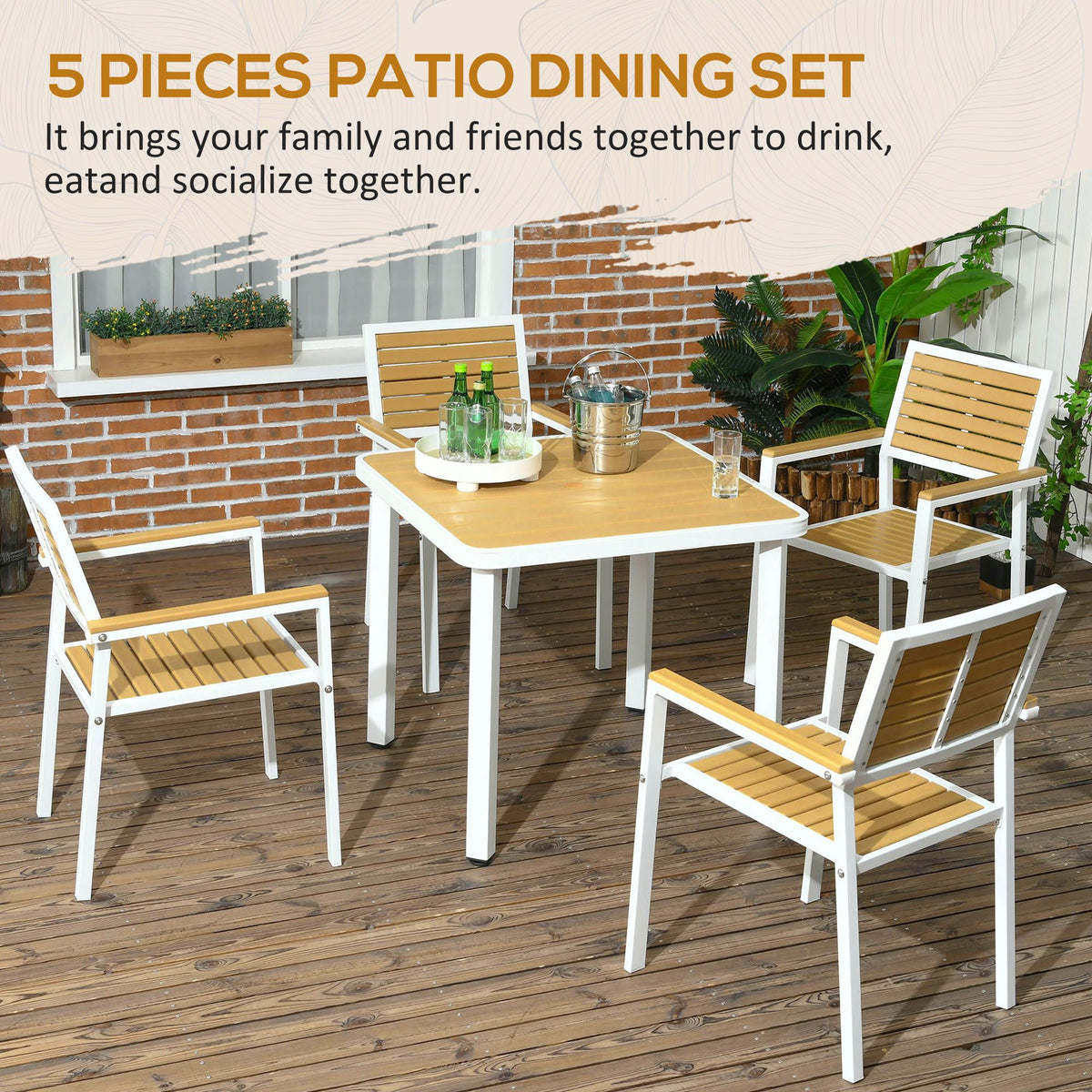 5-Piece Aluminum Patio Dining Set – Yellow – view 4