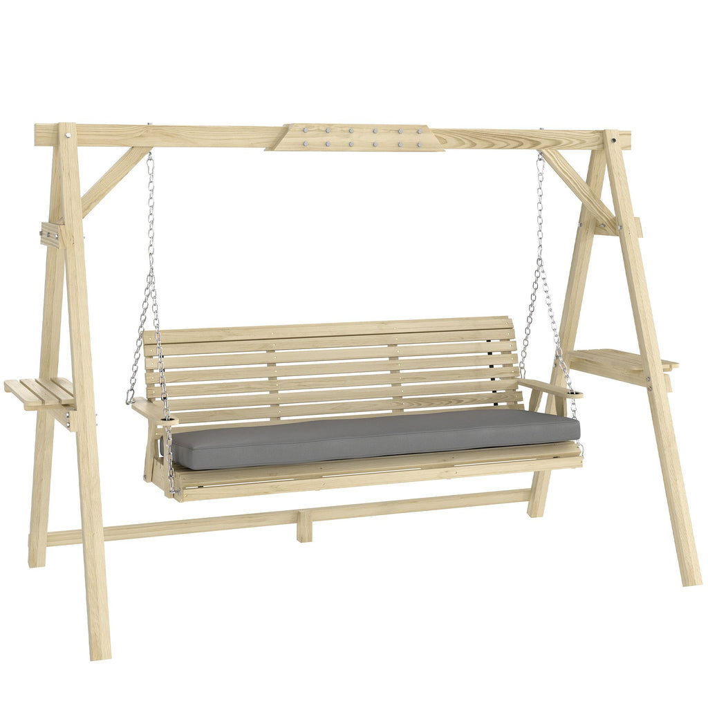 3-Seat Wooden Porch Swing with Stand – view 11