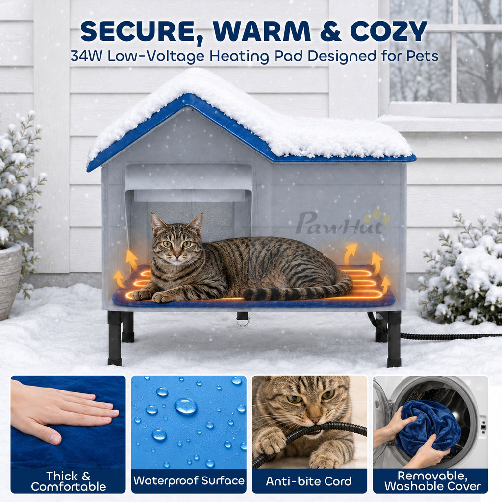 Heated Outdoor Cat House with Elevated Base – view 5