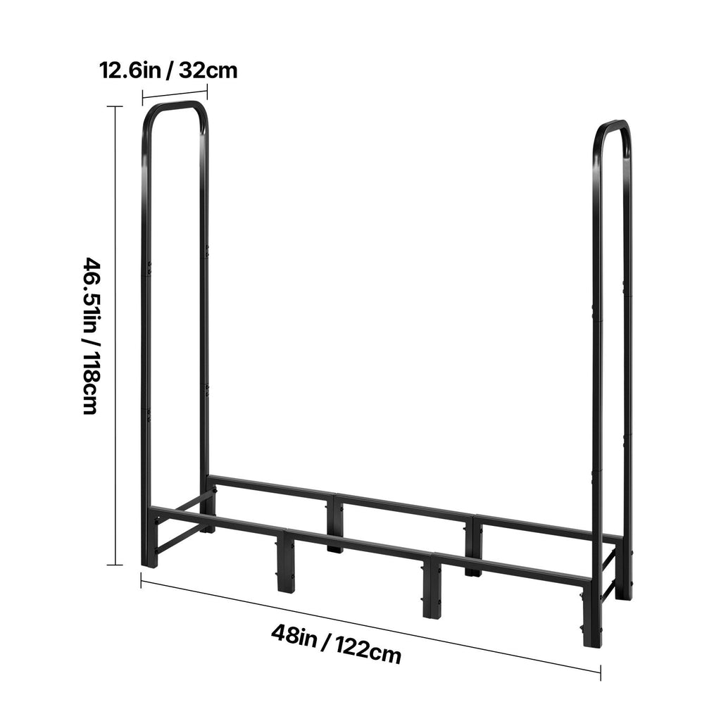 4 ft Firewood Rack with Waterproof Cover – 1/4 Cord Steel Log Holder – photo 5