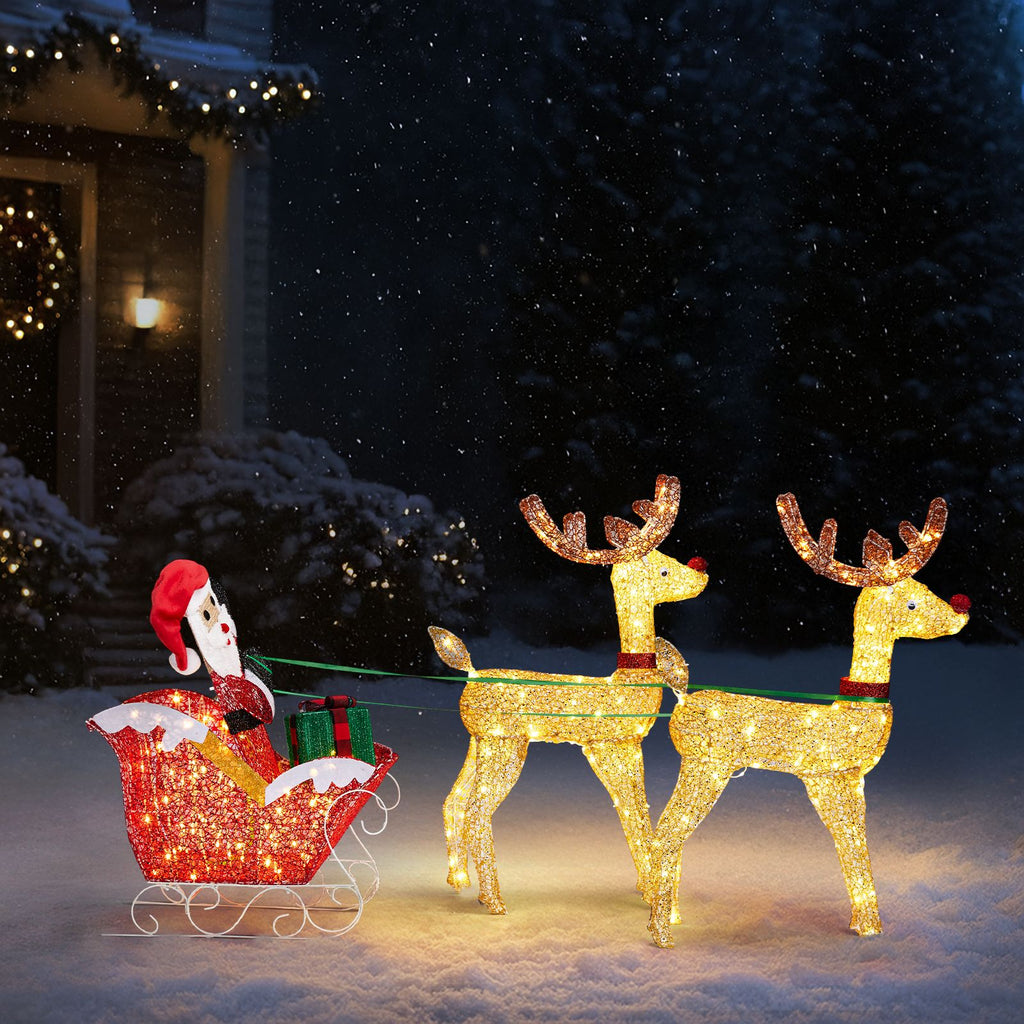 Lighted Reindeer Pulling Sleigh Christmas Yard Decoration – view 8