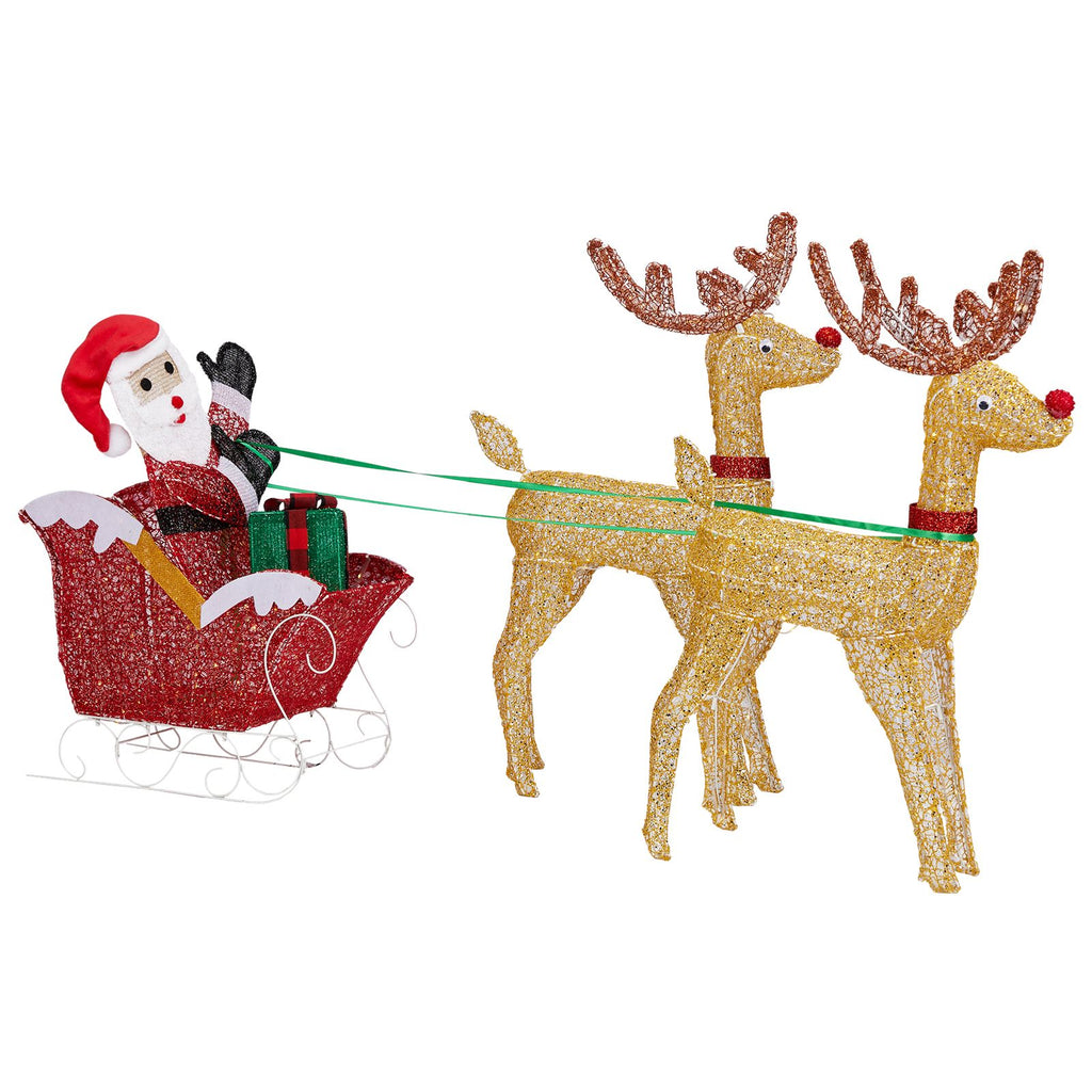 Lighted Reindeer Pulling Sleigh Christmas Yard Decoration – view 15