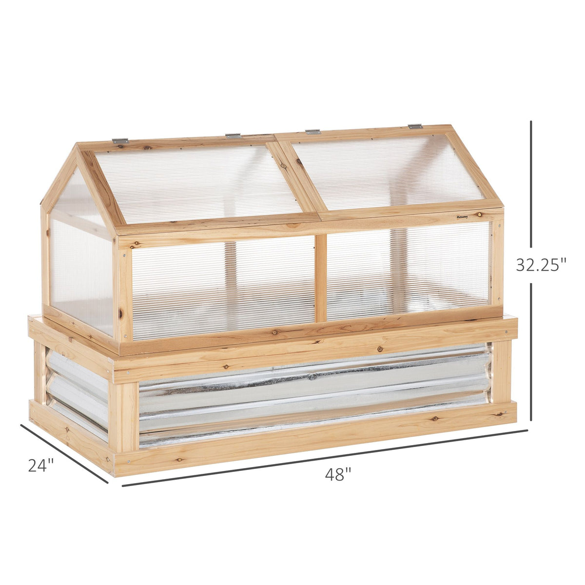 Wooden Cold Frame Raised Garden Bed with Greenhouse Top – 48" x 24" x 32" – photo 3