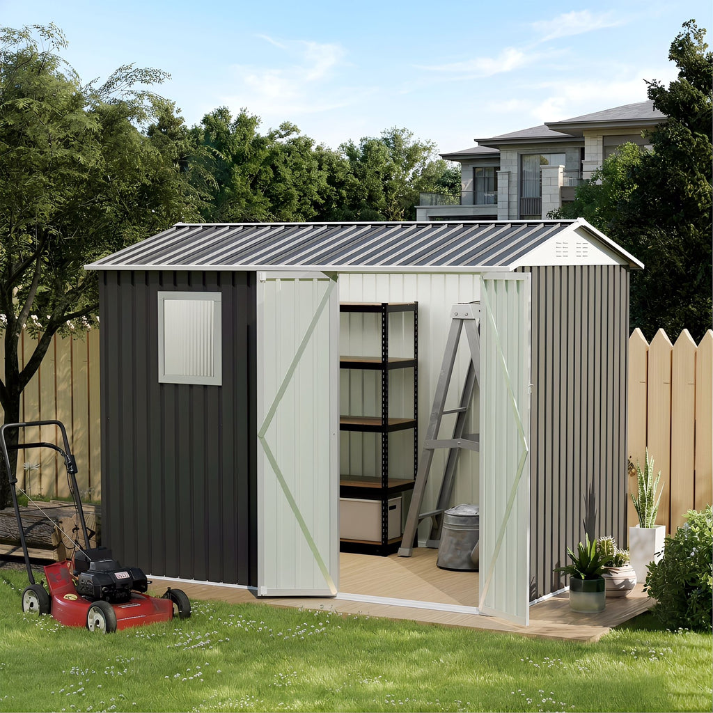 9' x 6' Metal Garden Storage Shed with Window – view 5