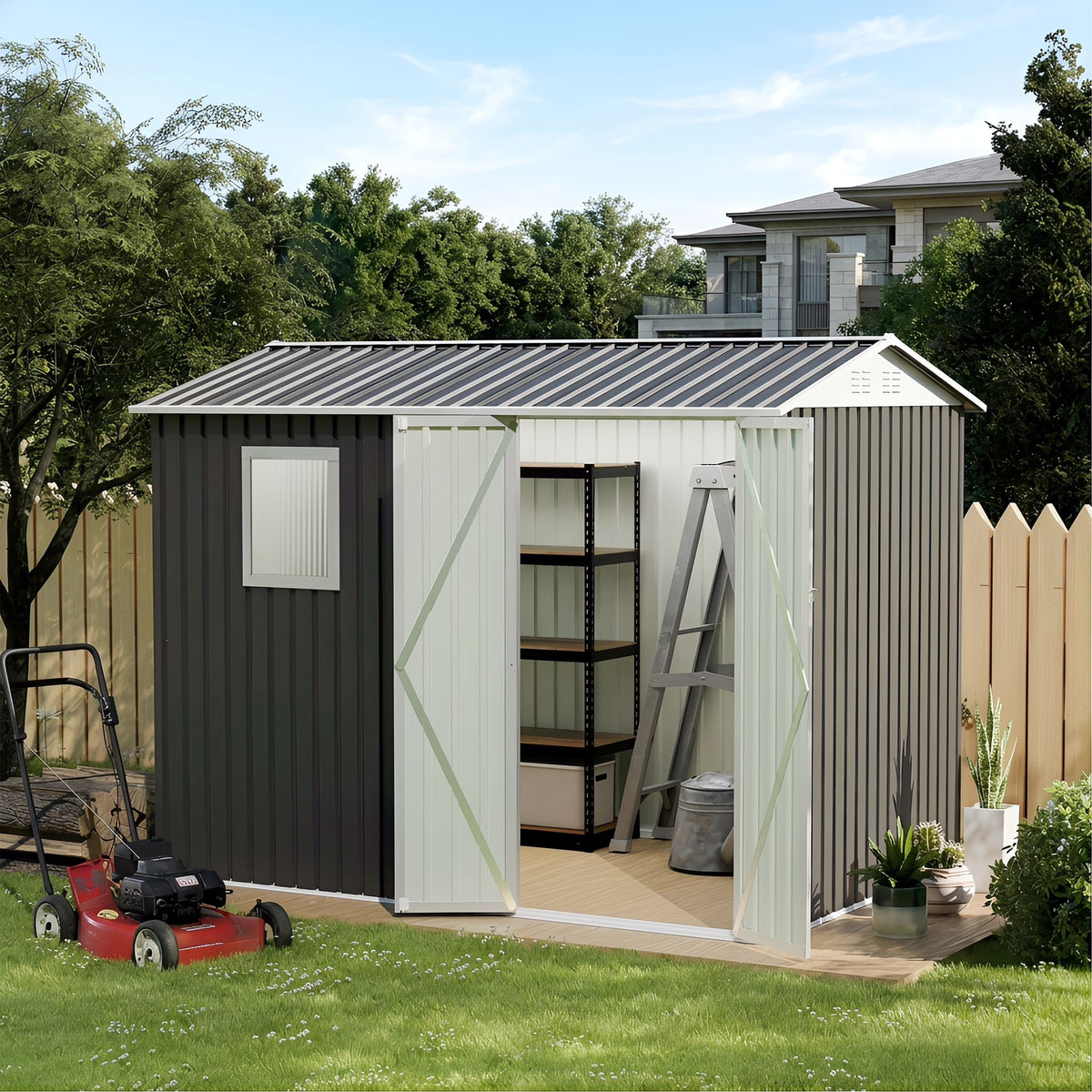 9' x 6' Metal Garden Storage Shed with Window – view 5