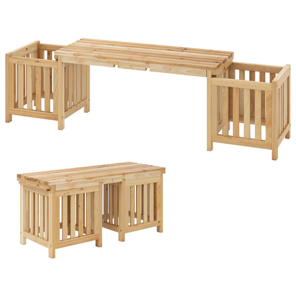 2-in-1 Wooden Garden Bench with 2 Planter Boxes – view 2