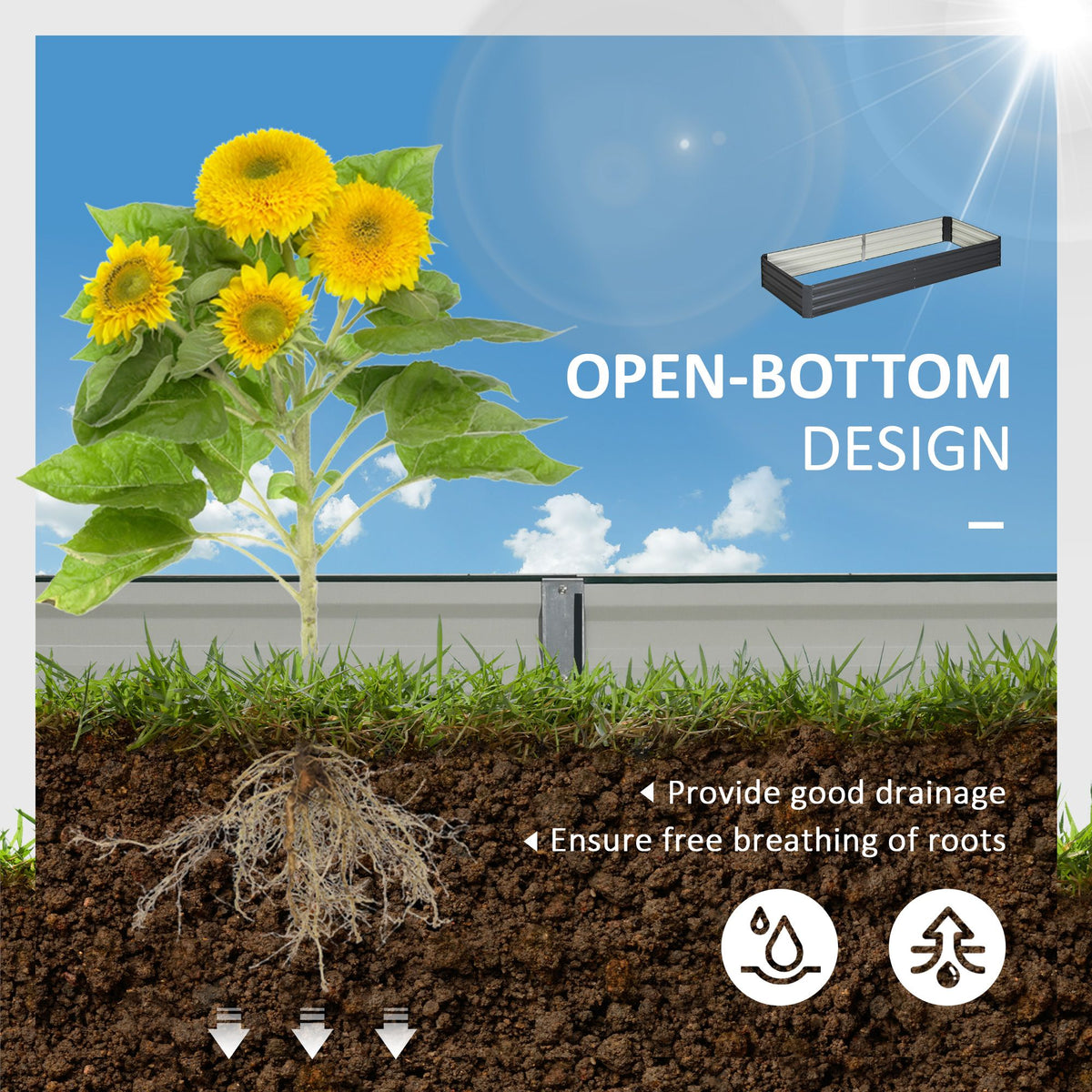 Galvanized Raised Garden Bed – 95 x 36 x 12 in – view 4