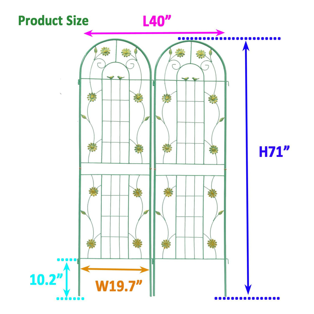 Metal Garden Trellis, 2-Pack – 71" x 19.7" Rustproof Climbing Plant Support – photo 3