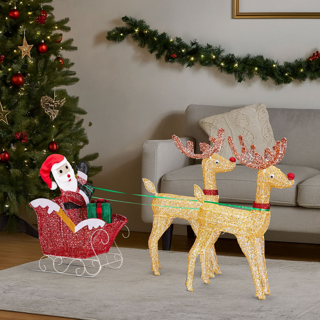 Lighted Reindeer Pulling Sleigh Christmas Yard Decoration – view 10