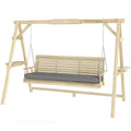 3-Seat Wooden Porch Swing with Stand