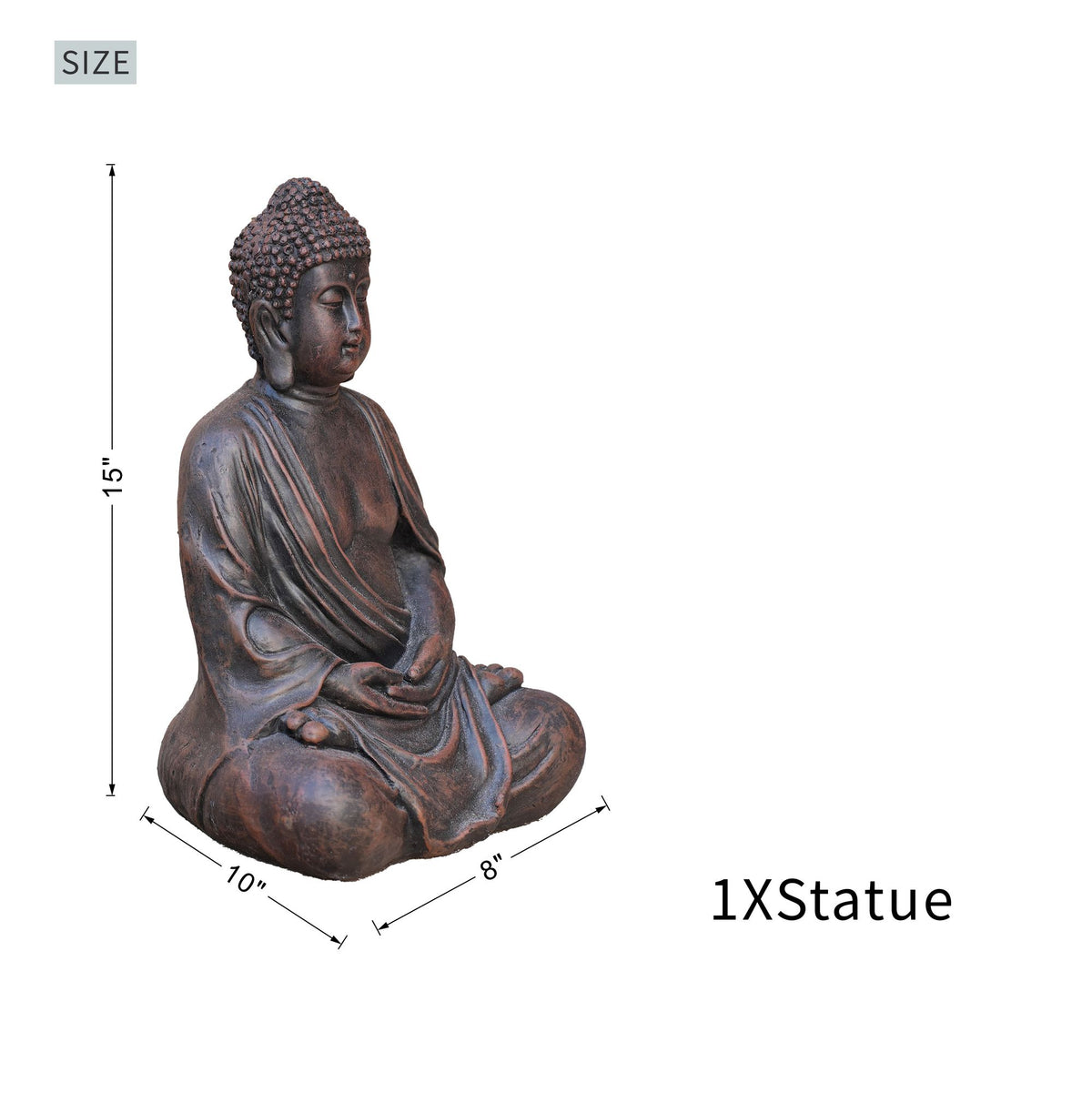 Meditating Buddha Garden Statue, 15" – view 4
