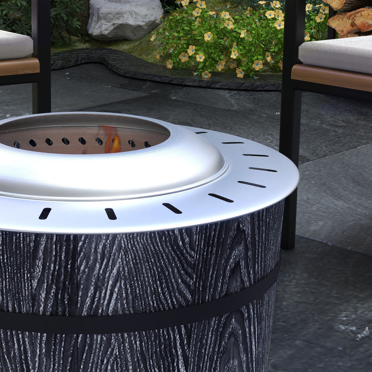 Smokeless Portable Fire Pit with Mat – Black – view 7