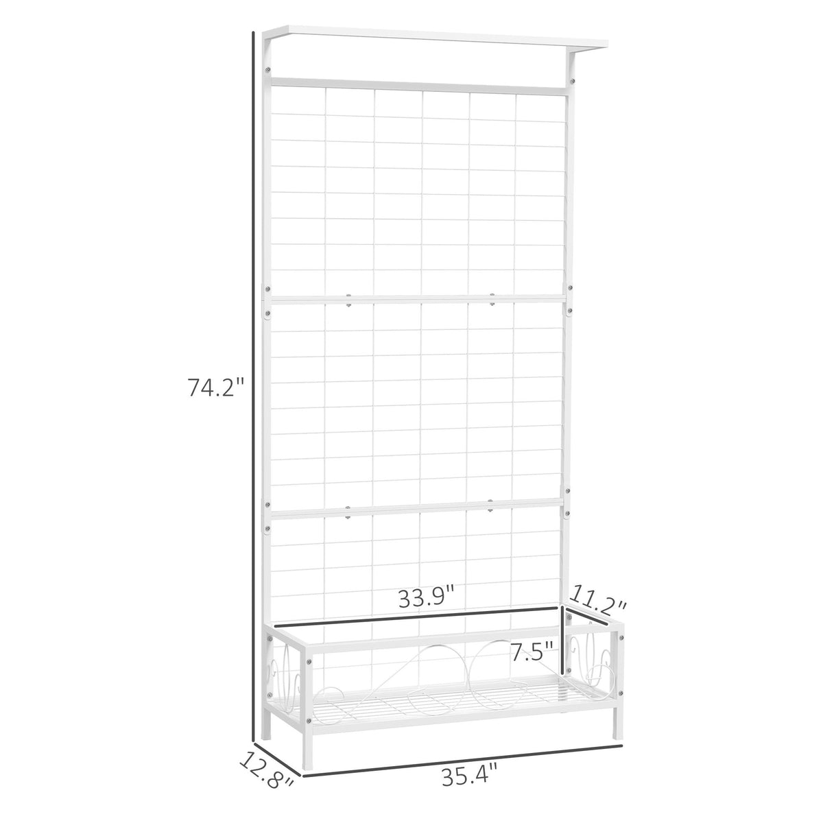 74 in Metal Plant Stand with Trellis & Hanging Bar – view 3