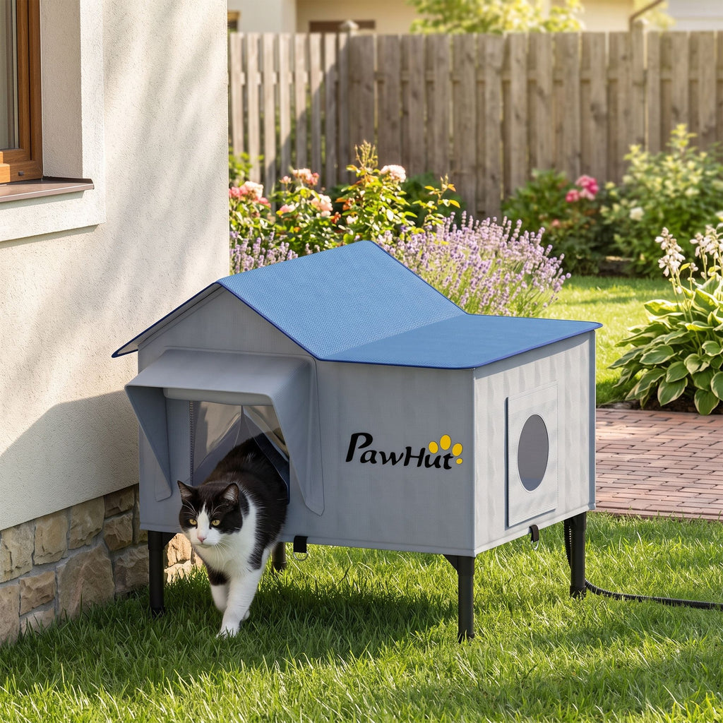 Heated Outdoor Cat House with Elevated Base – view 8