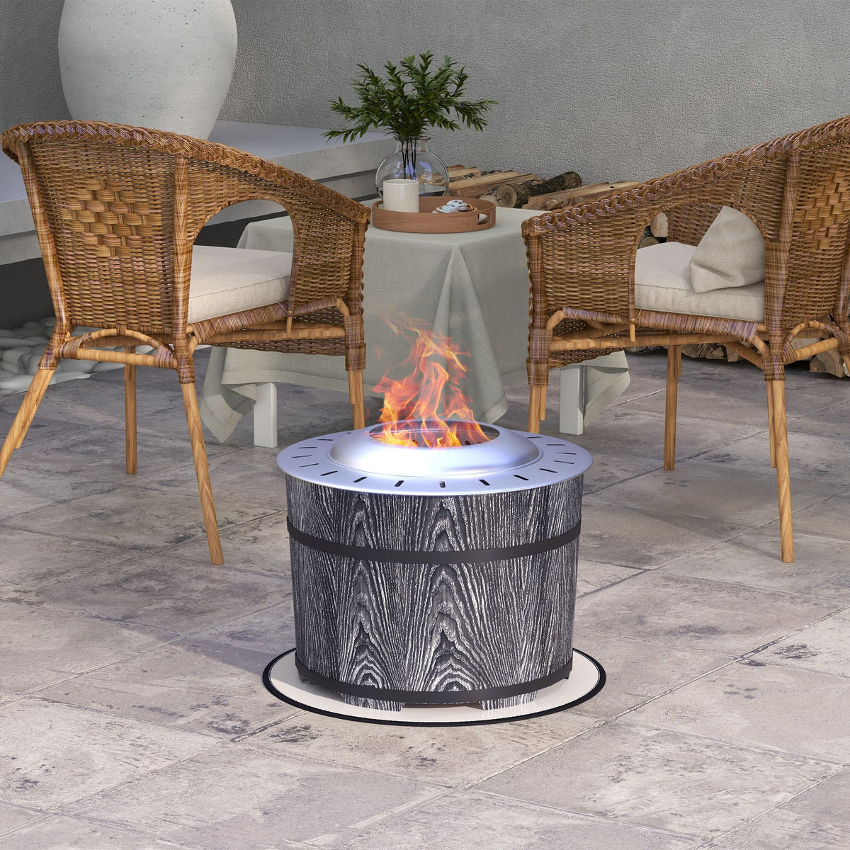 Smokeless Portable Fire Pit with Mat – Black – view 10