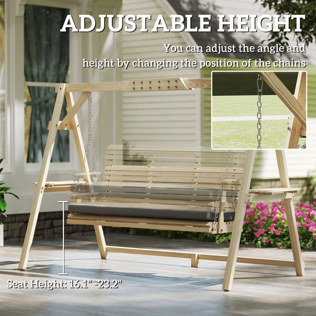 3-Seat Wooden Porch Swing with Stand – view 7