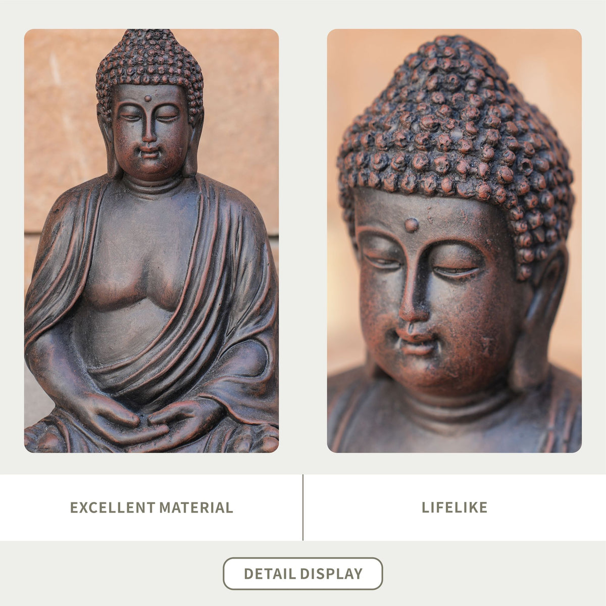 Meditating Buddha Garden Statue, 15" – view 3