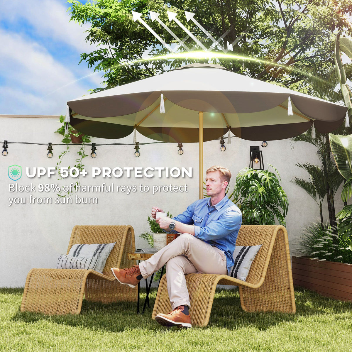 9 ft Patio Market Umbrella – UPF 50+, 8 Ribs – view 5