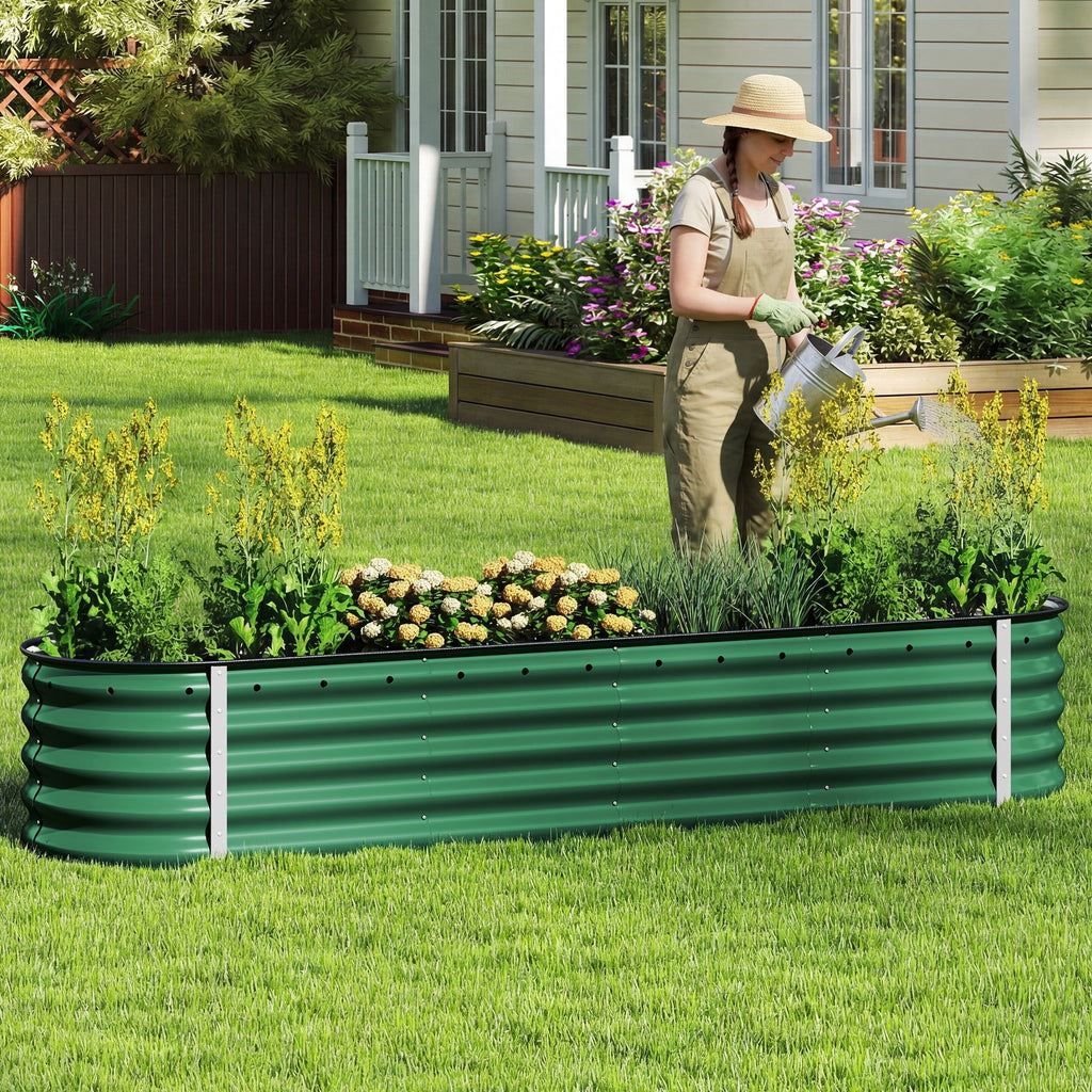 Tall Modular Metal Raised Garden Bed – 8 x 2 ft, 17" High, Green – photo 5
