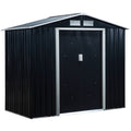 7' x 4' Metal Garden Shed with Vents – Lockable Double Doors, Dark Gray