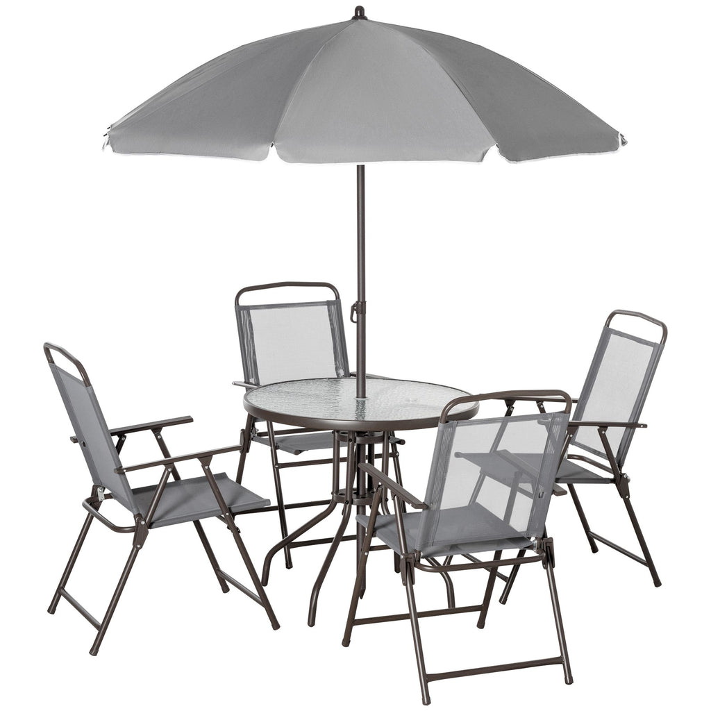 6-Piece Patio Dining Set with Umbrella – Gray – view 11