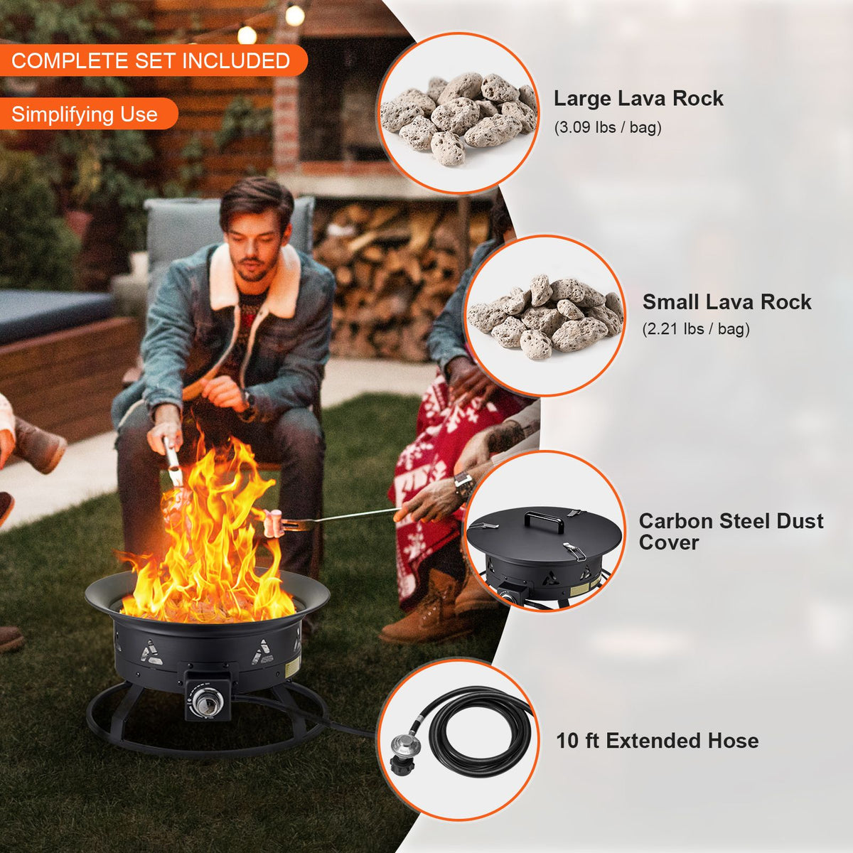 Portable Propane Fire Pit – 24 in, 58,000 BTU – view 6