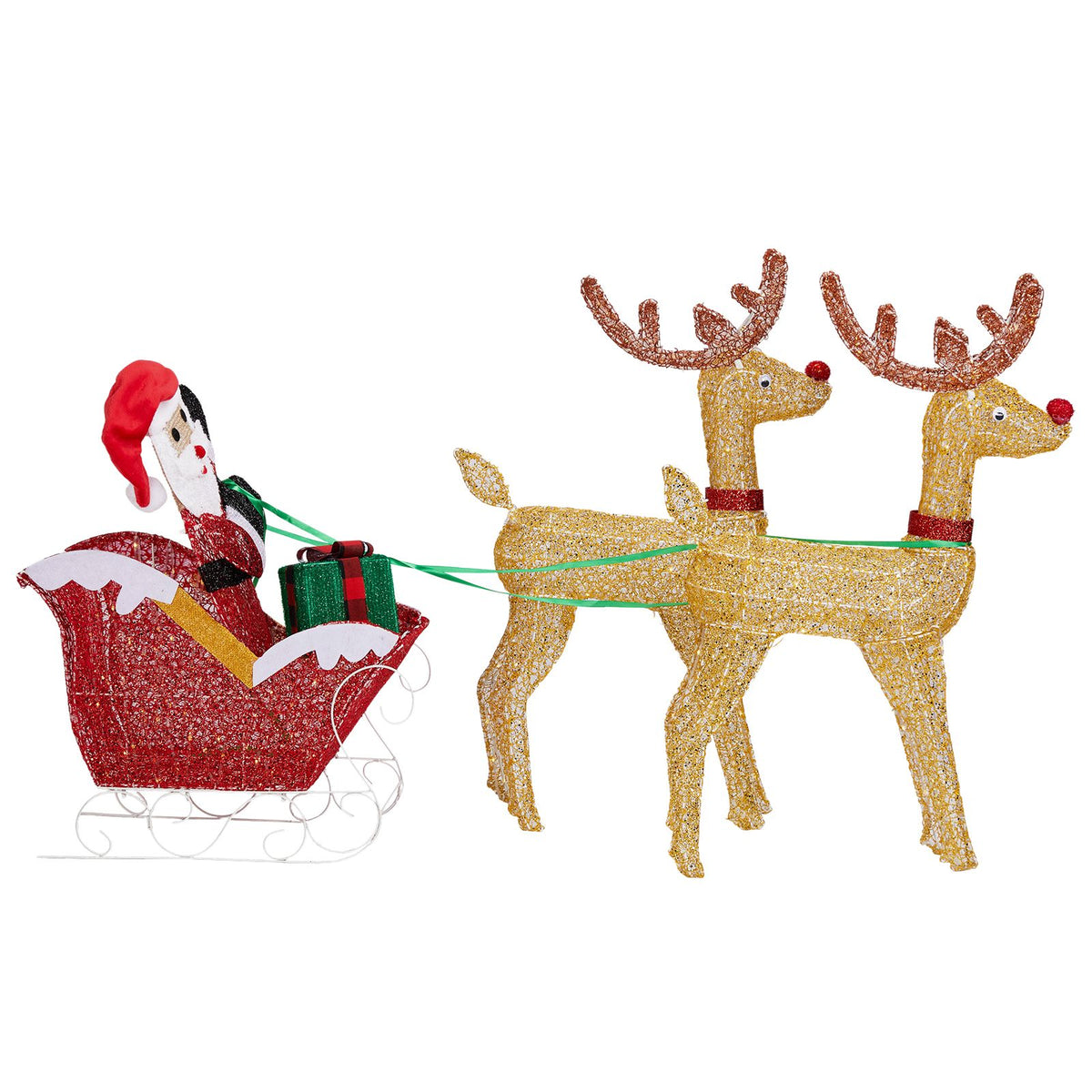 Lighted Reindeer Pulling Sleigh Christmas Yard Decoration – view 12