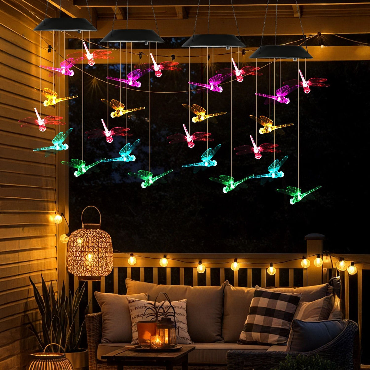 Solar Dragonfly Wind Chimes, 2-Pack – 7-Color Changing LED, IPX4 Waterproof – photo 12