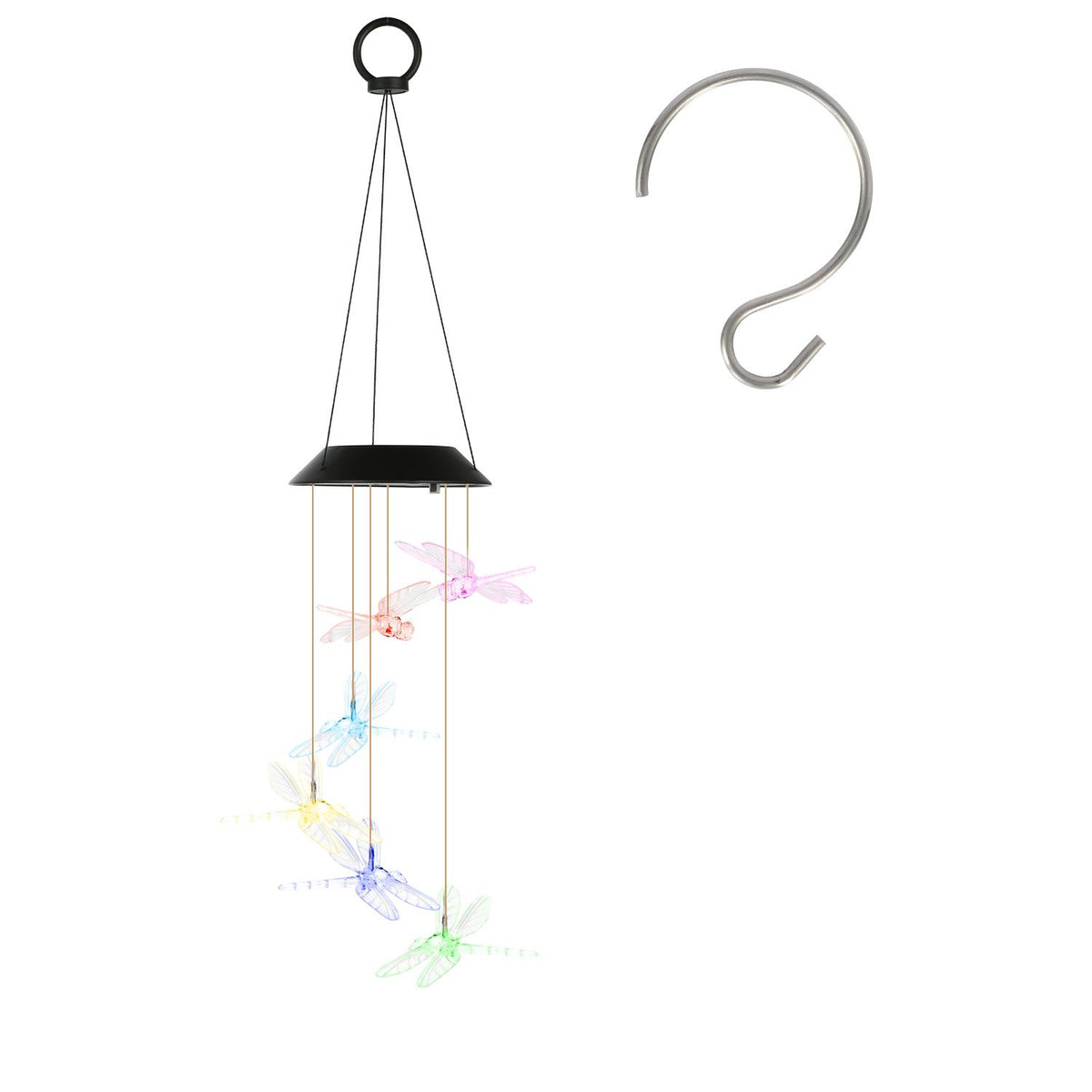 Solar Dragonfly Wind Chimes, 2-Pack – 7-Color Changing LED, IPX4 Waterproof – photo 3