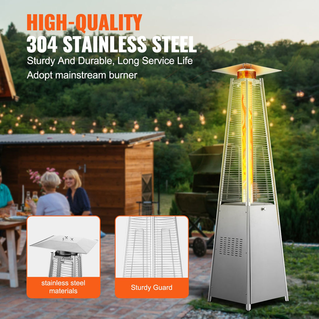 48,000 BTU Pyramid Propane Patio Heater with Wheels – Glass Tube Flame – photo 3