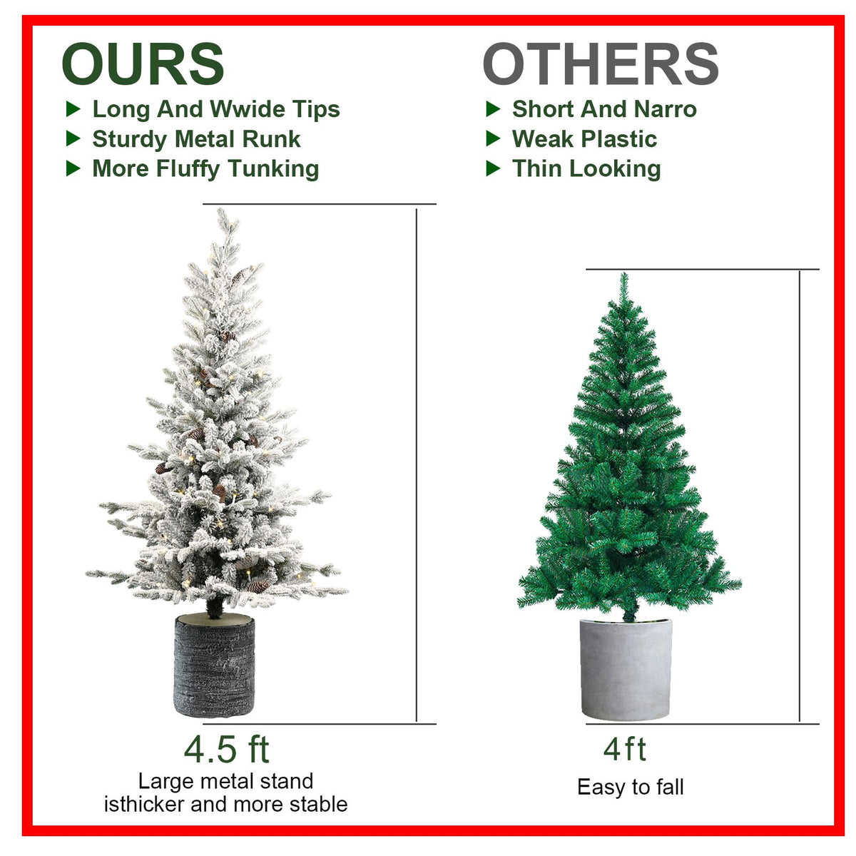 4.5 ft Pre-Lit Snow Flocked Potted Porch Tree – view 2